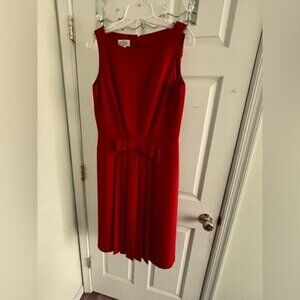 Talbots Bow Dress - sz 10- blood red mid-length dress - Office Wear church dress